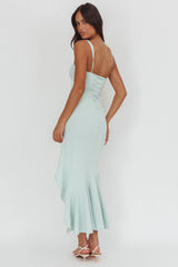 Delighted Asymmetric Hem Maxi Dress Sage
