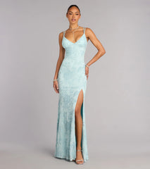 Carla Sequin Lace-Up Formal Dress