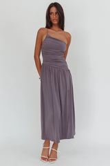 Destination One-Shoulder Maxi Dress Taupe