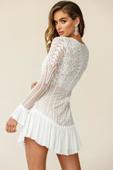 Dreamy Long Sleeve Mini Dress White