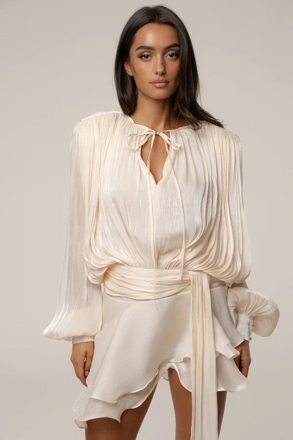 Cream Pure Glow Draped Mini Dress