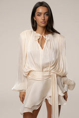 Cream Pure Glow Draped Mini Dress