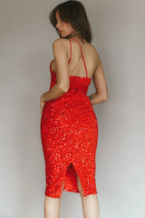 Allure One Shoulder Knee Length Dress Red