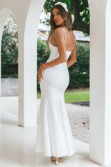 Darlene Front Split Flounce Hem Maxi Dress White