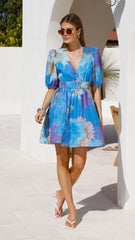 Abel Mini Dress - Blue Floral