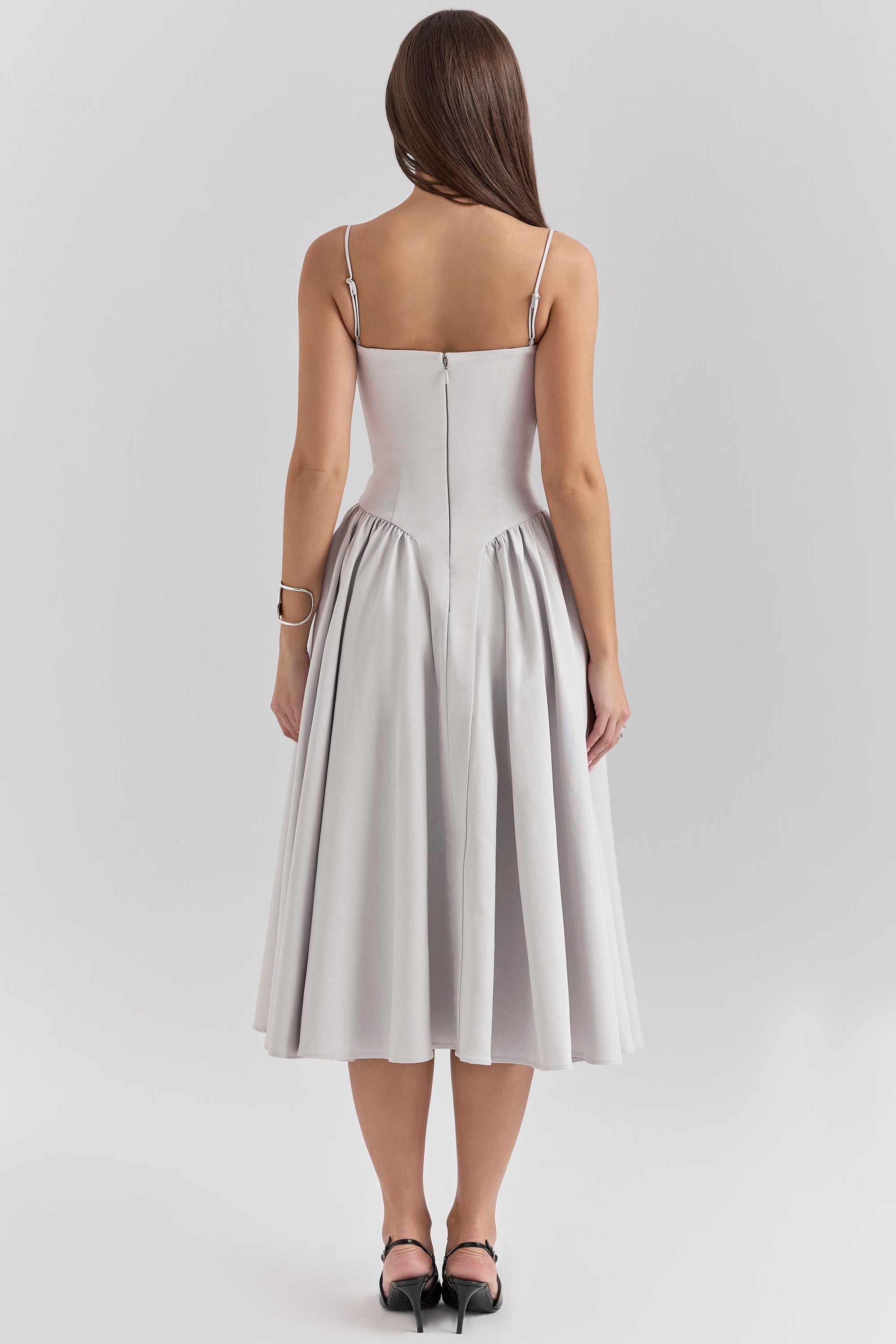 Dove Grey Corset Midi Dress