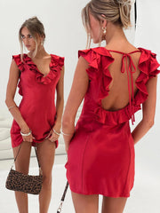 Butacup Frill Mini Dress Red