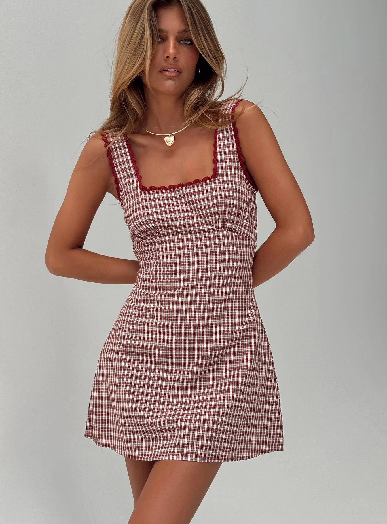 Dasha Mini Dress Red Check Petite