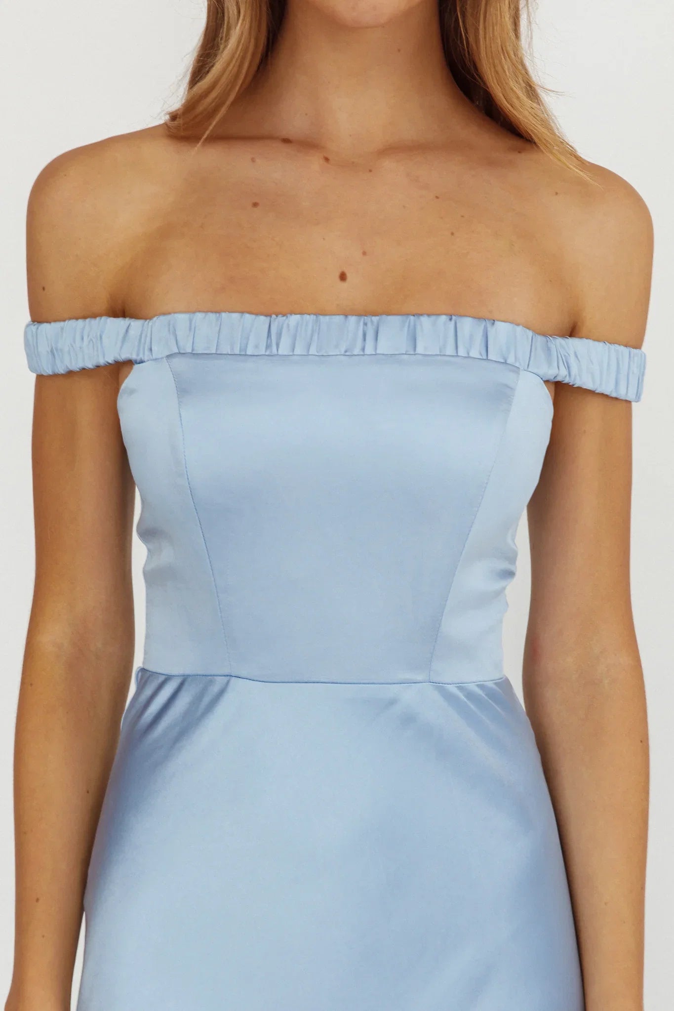 Cari Off-Shoulder Strap Maxi Dress Ice Blue