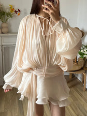 Cream Pure Glow Draped Mini Dress
